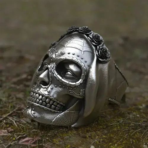 Jewelry Rose Crown Skull Ring Size ONE SIZE - 3 Thumbnail