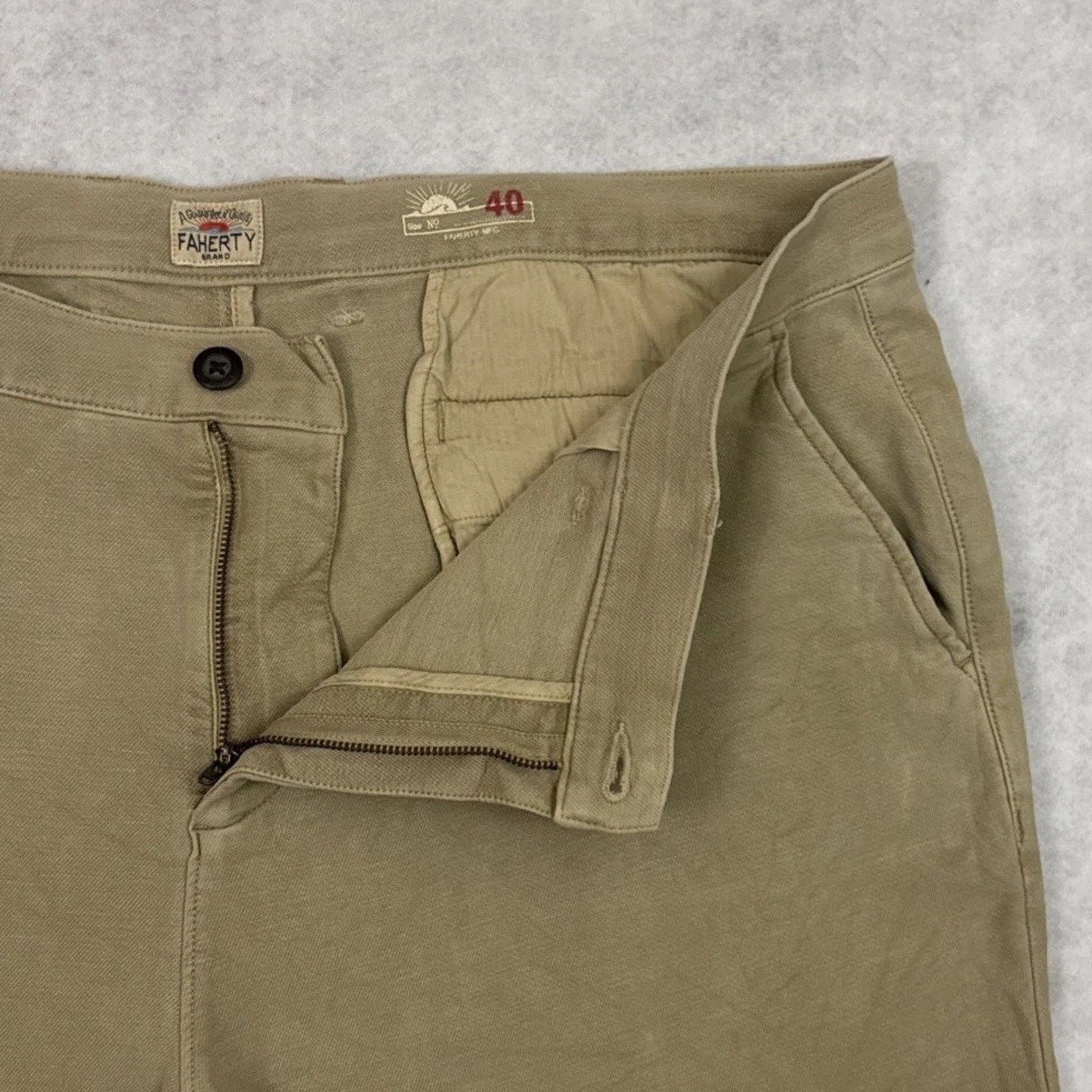 Faherty Faherty Pants Mens 40 Khaki Coastline Chino Stretch Golf Size US 40 / EU 56 - 7 Thumbnail