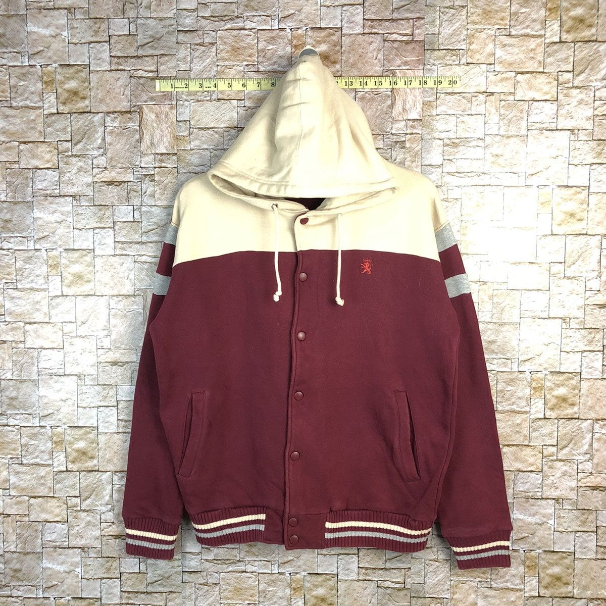 Japanese Brand Oblo Red Hoodie Bombers Jacket #A795 Size US M / EU 48-50 / 2 - 1 Thumbnail