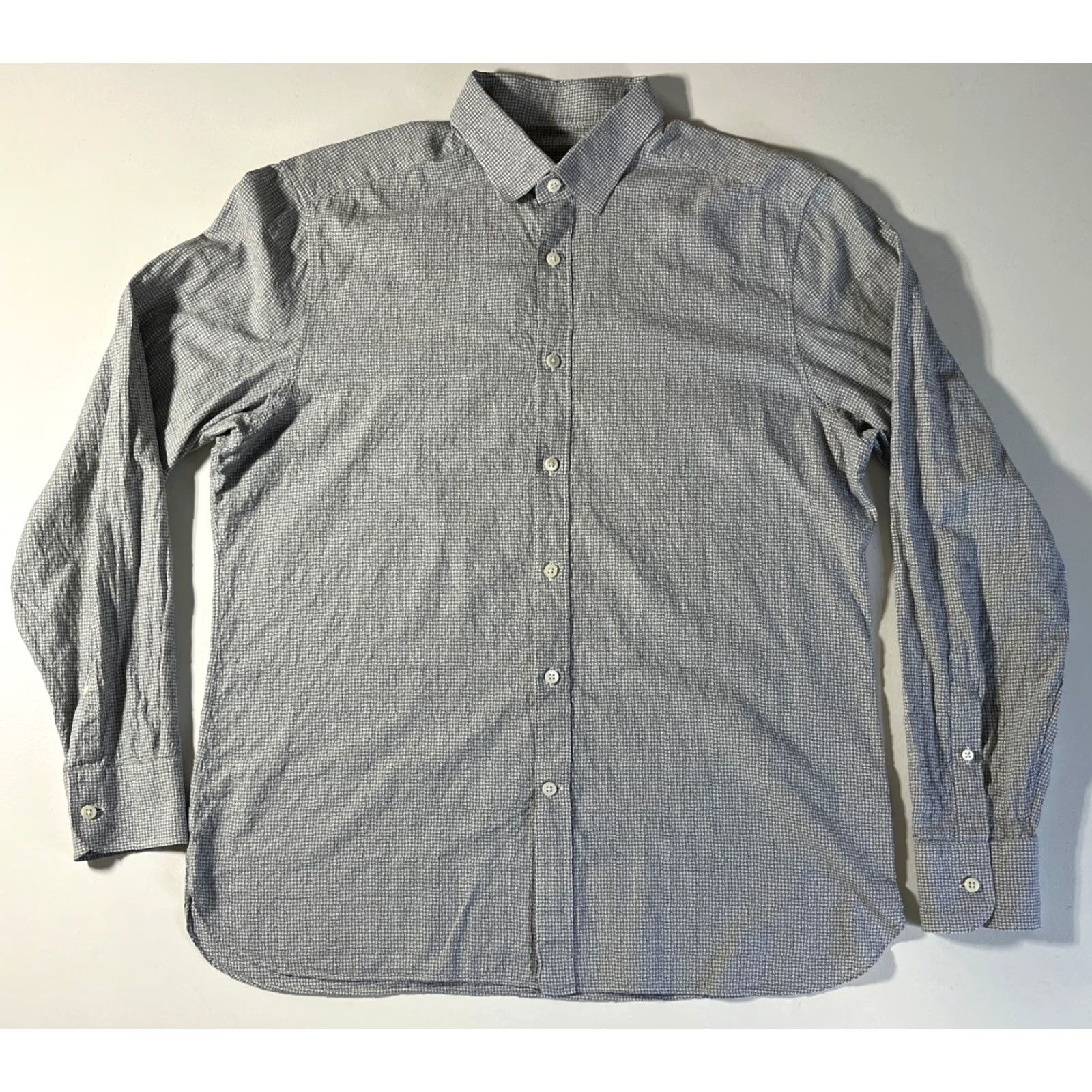 Ermenegildo Zegna VINTAGE Ermenegildo Zegna Silver Line Button-Up Shirt Abstract Diamond Pattern 43/17 Gray White Men's Shirt Mens Button-Up Size US XL / EU 56 / 4 - 3 Thumbnail