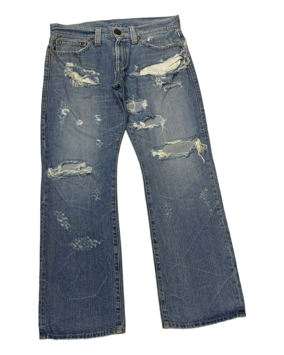 If Six Was Nine VINTAGE CO&LU THRASHED DISTRESS RIPS BAGGY FLARE JEANS Size US 36 / EU 52 - 5 Thumbnail
