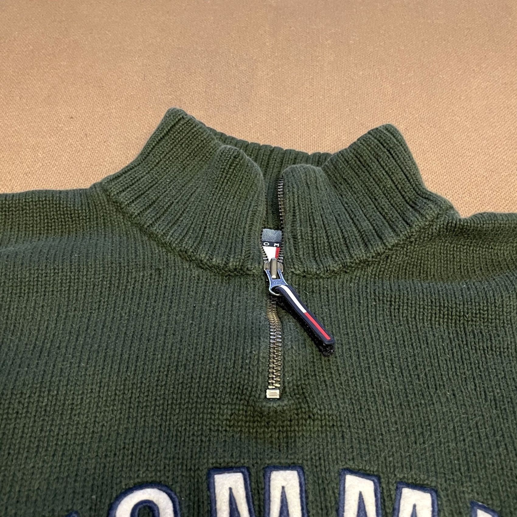 Tommy Hilfiger Tommy Hilfiger Sweater Mens XL Green Tommy Jeans Half Zip Pullover Retro Knit Size US XL / EU 56 / 4 - 4 Thumbnail