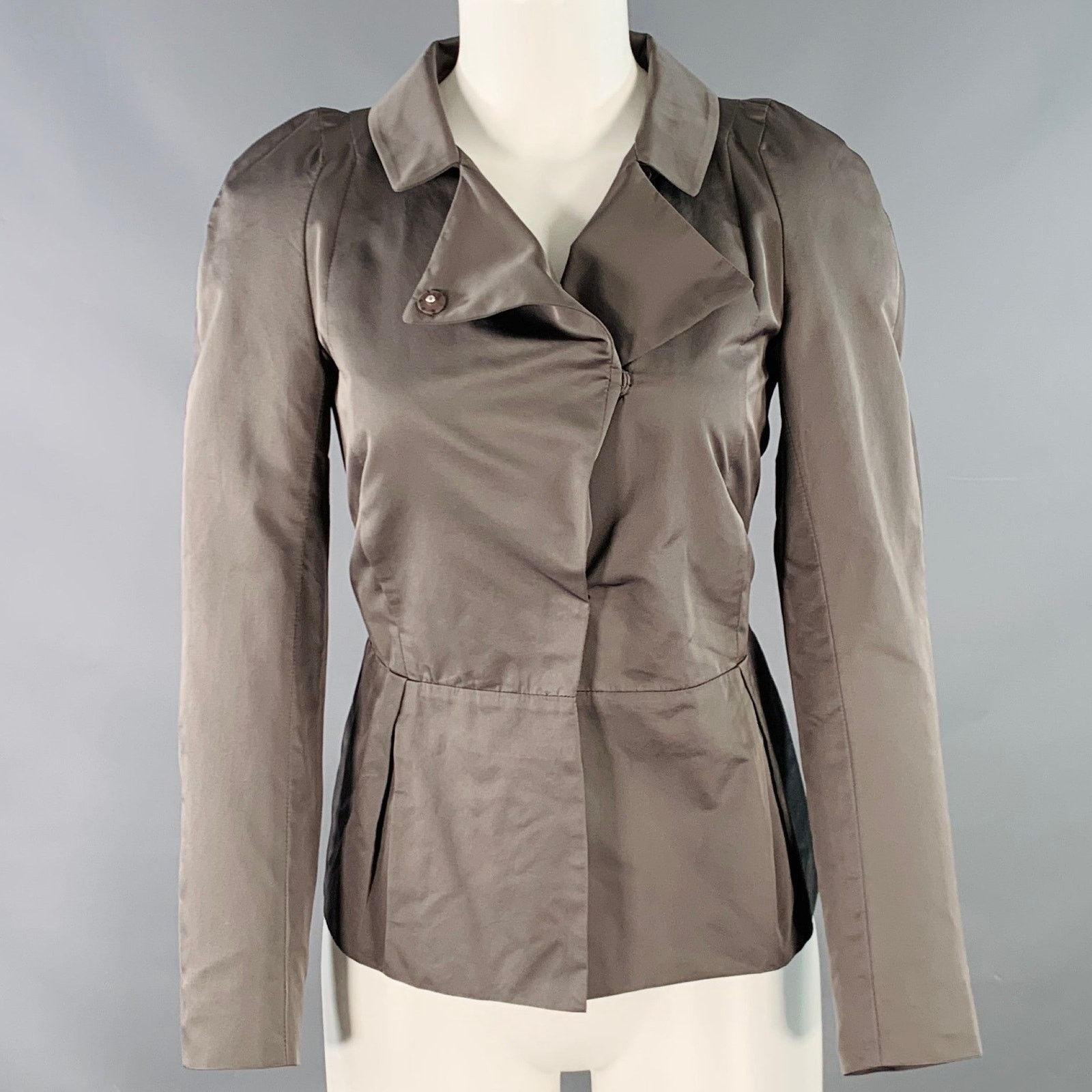 Marni 2 Grey Polyester Techno Peplum Hidden Placket Jacket Blazer Size XS / US 0-2 / IT 36-38 - 1 Thumbnail