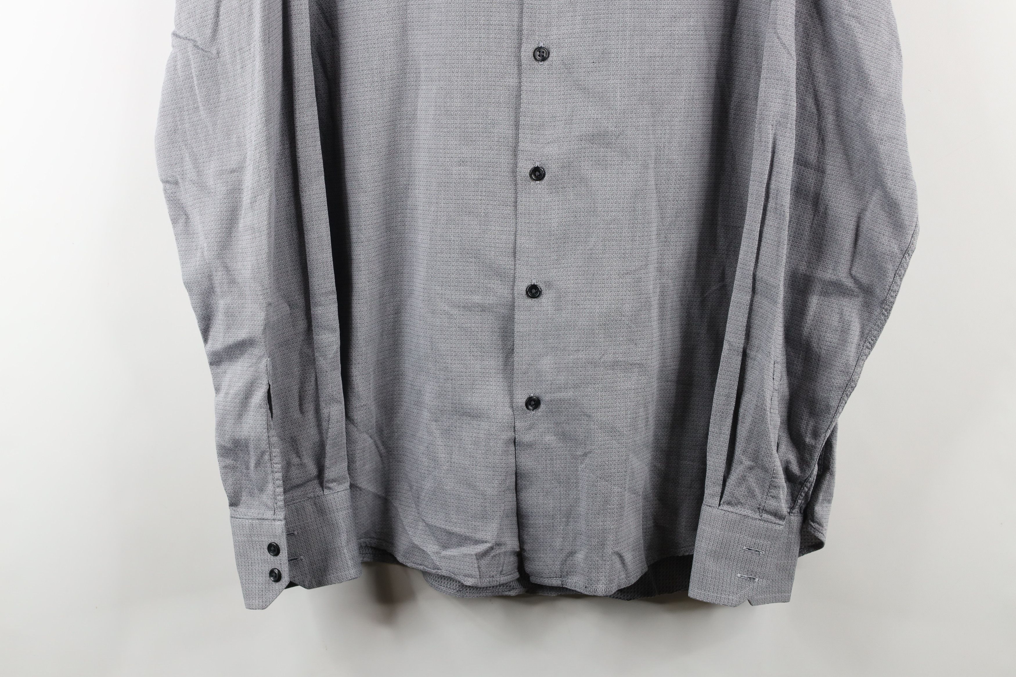 Hugo Boss × Vintage Vintage Hugo Boss Geometric Collared Button Dress Shirt Gray Size US M / EU 48-50 / 2 - 3 Thumbnail
