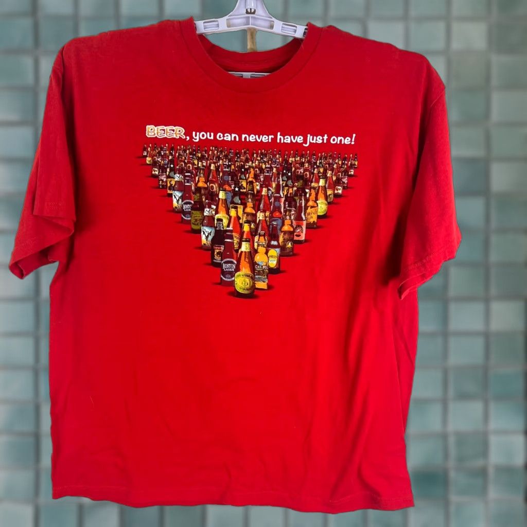 Vintage Beer You Can Never Have Just One T Shirt Mens XL Red Shirt Size US XL / EU 56 / 4 - 1 Thumbnail