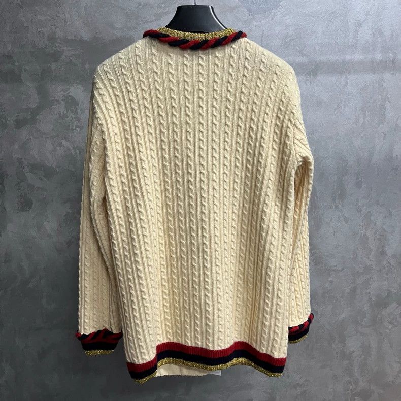 Gucci Gucci Cream white hemp trim cashmere wool long cardigan jac Size XS / US 0-2 / IT 36-38 - 5 Thumbnail
