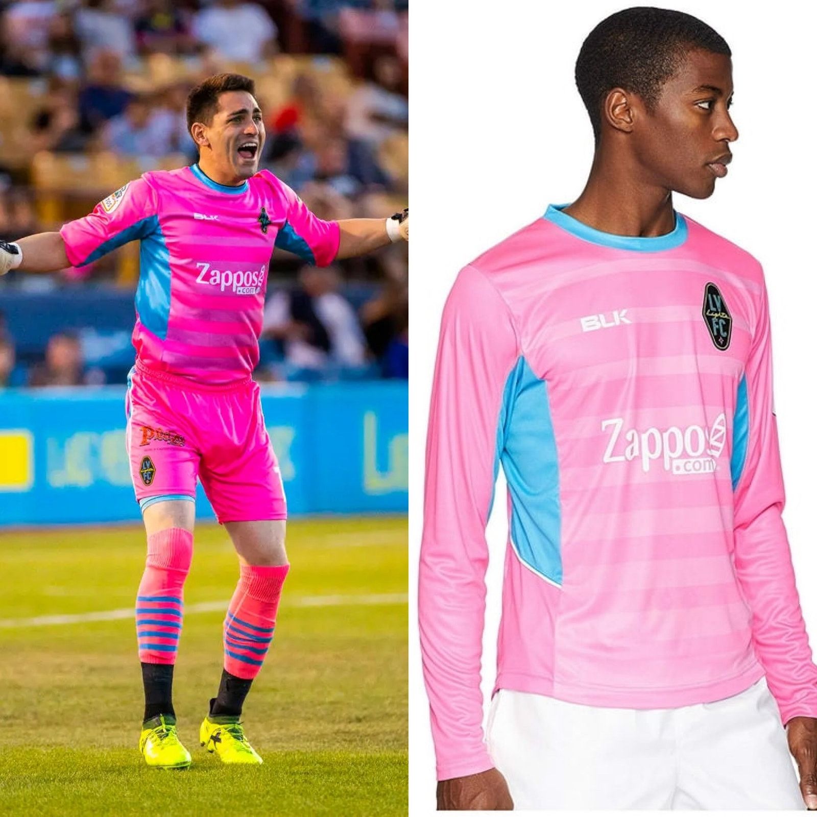Las Vegas Lights FC Away Goalkeeper Jersey Pink Blue 2XL