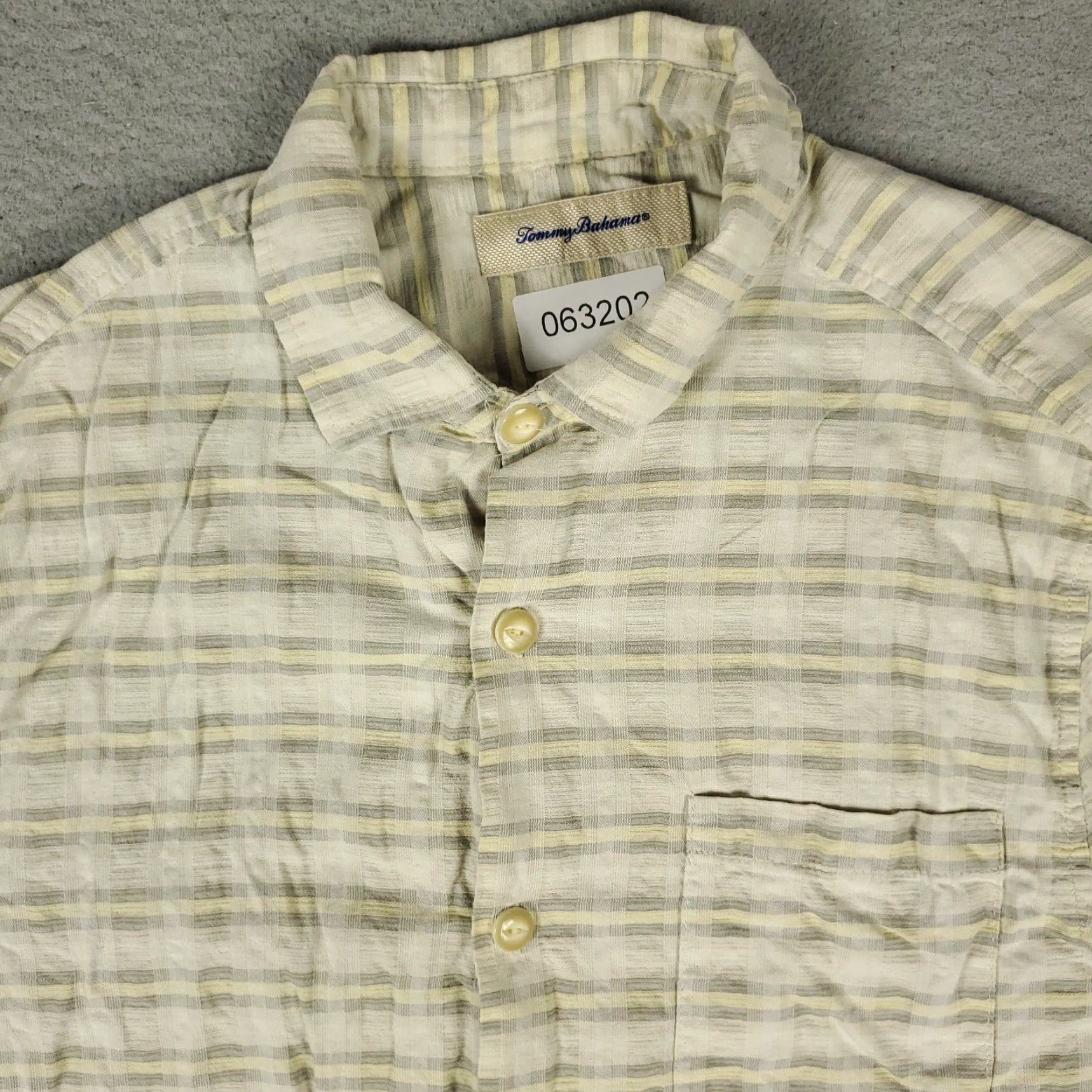 Tommy Bahama Tommy Bahama Shirt Mens Medium Ivory Plaid Silk Hawaiian Button Up Short Sleeve Size US M / EU 48-50 / 2 - 2 Thumbnail
