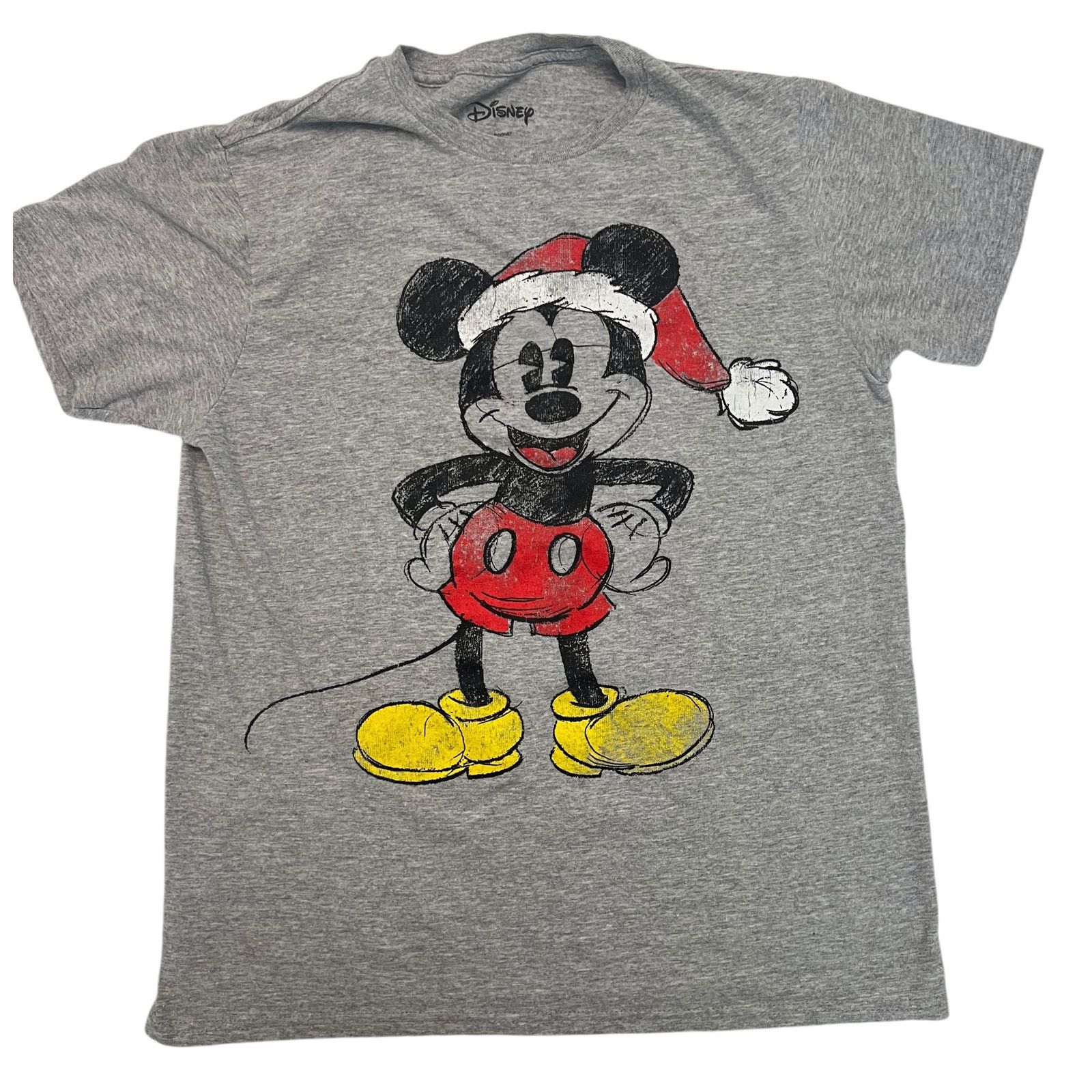 Disney Disney Mickey Mouse Holiday Christmas Santa Hat Gray T-Shirt Size US M / EU 48-50 / 2 - 1 Thumbnail