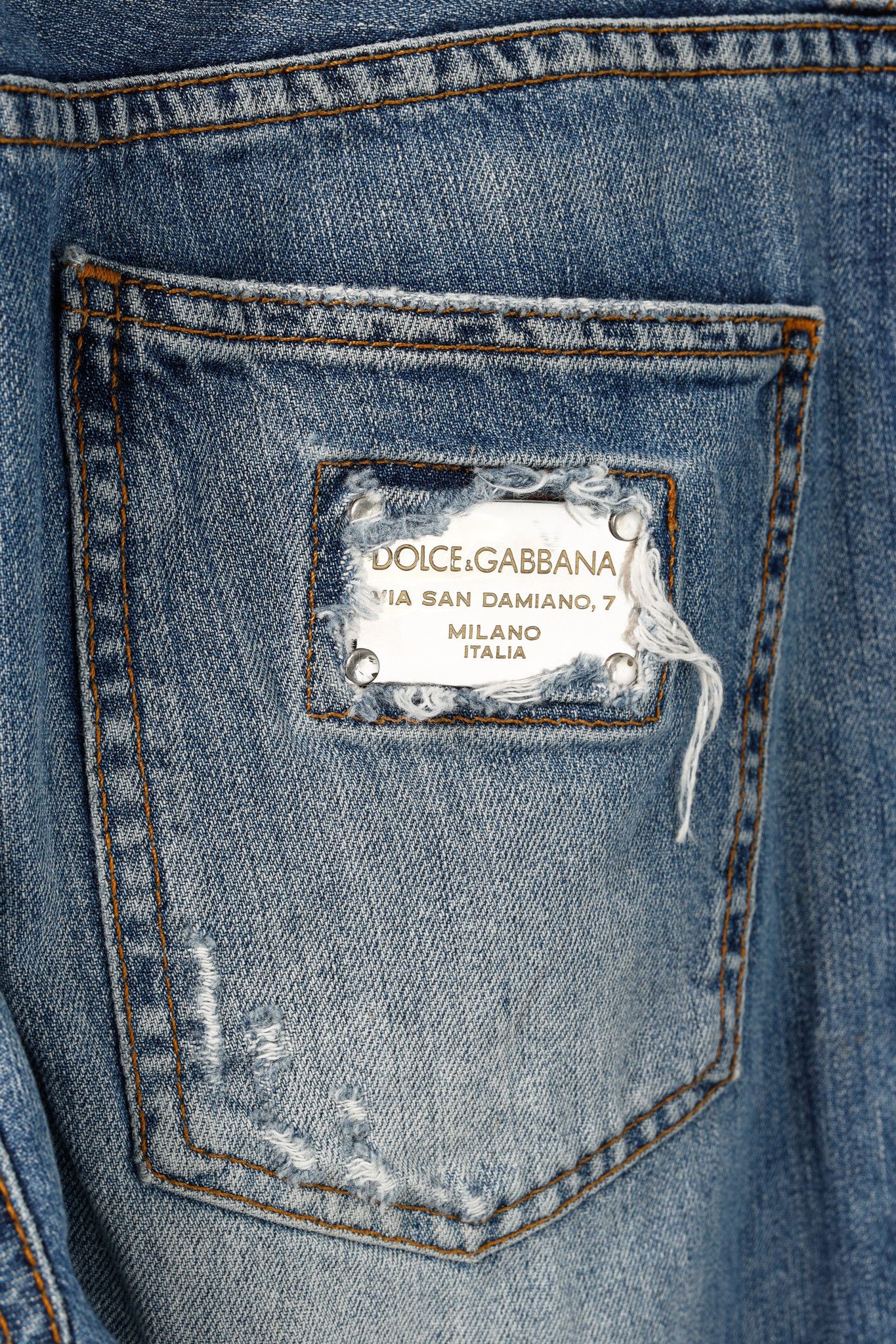 Dolce & Gabbana Dolce & Gabbana Medium-Wash Distressed Straight-Leg Jeans Size US 34 / EU 50 - 8 Thumbnail
