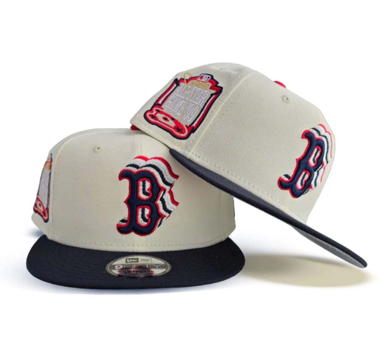 image of New Era 9Fifty Boston Redsox Snapback in White, Men's