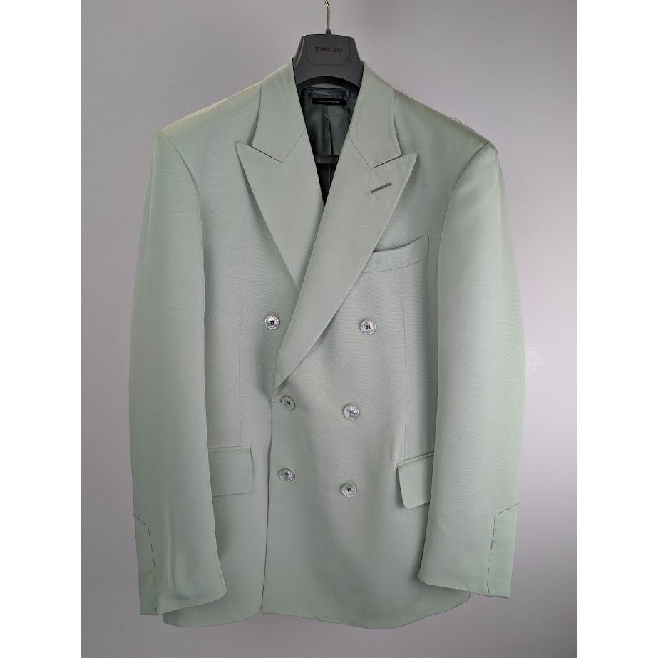 Tom Ford o1rshd1 Double Breasted Jacket in Light Green Size US M / EU 48-50 / 2 - 10 Thumbnail