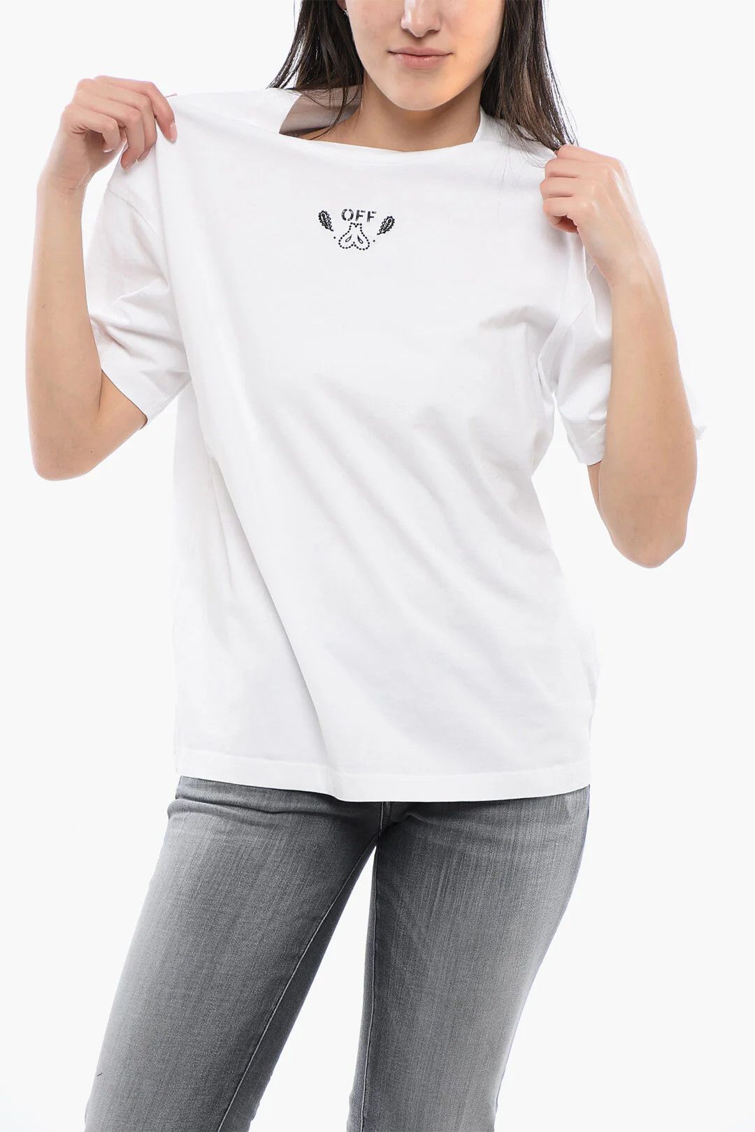 Off-White og1mm0426 Crewneck T-Shirt in White Size S / US 4 / IT 40 - 1 Thumbnail