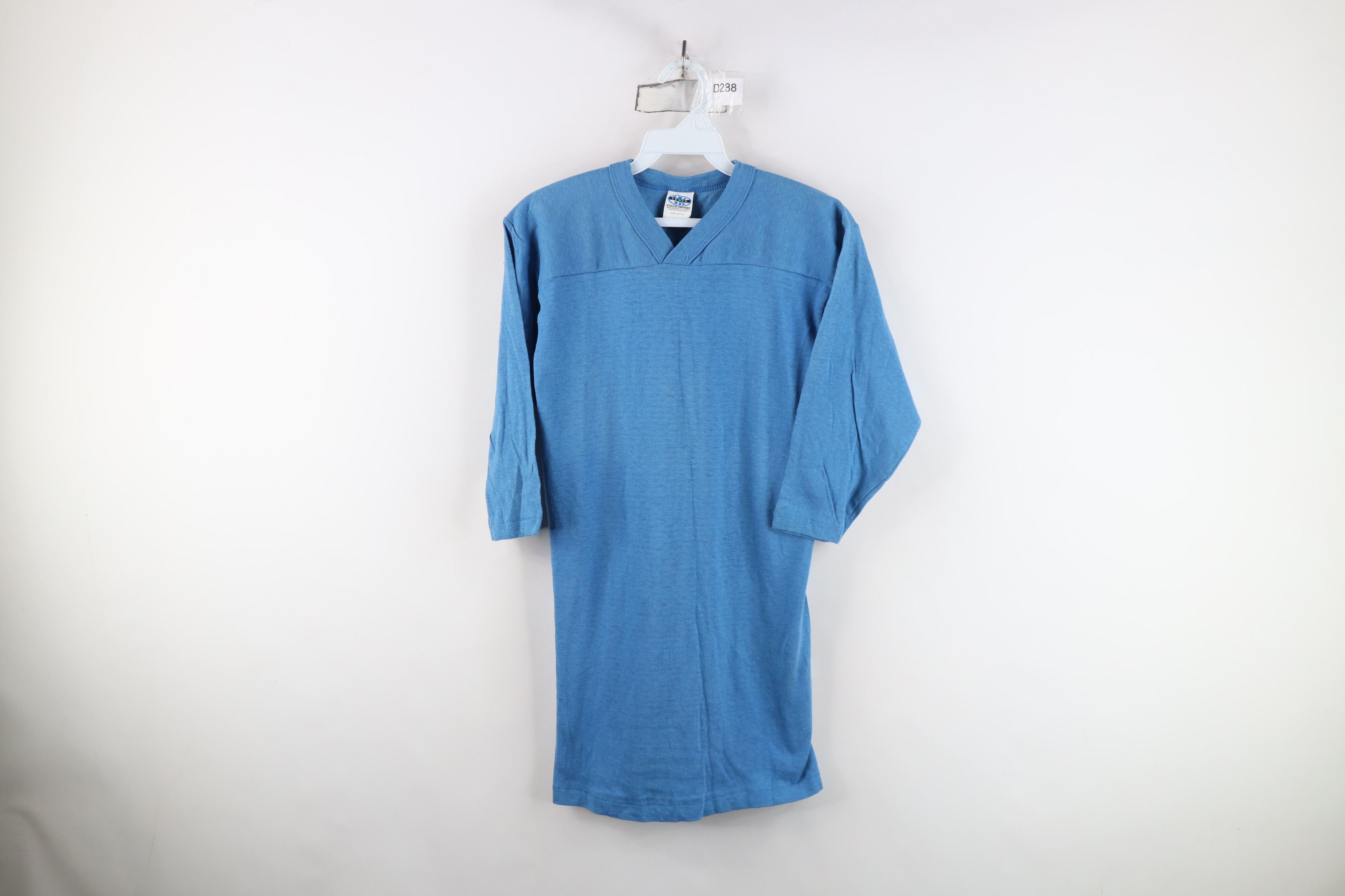 Vintage Vintage 60s 70s Cotton Knit Football Jersey T-Shirt Blue USA Size US S / EU 44-46 / 1 - 1 Thumbnail