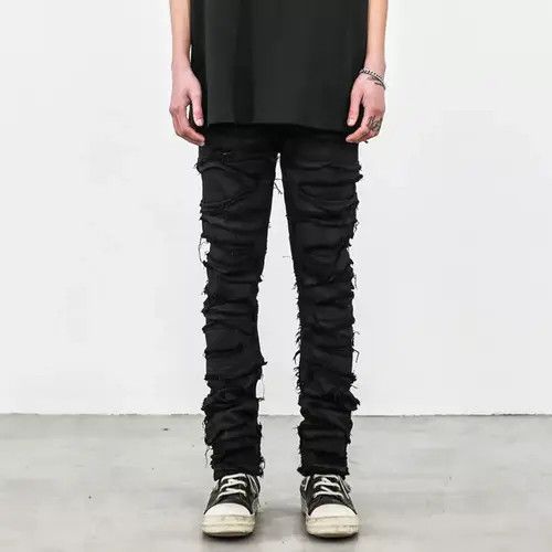 Jean Skinny Denim Jeans Heavy Destruction Ripped Size US 32 / EU 48 - 1 Thumbnail