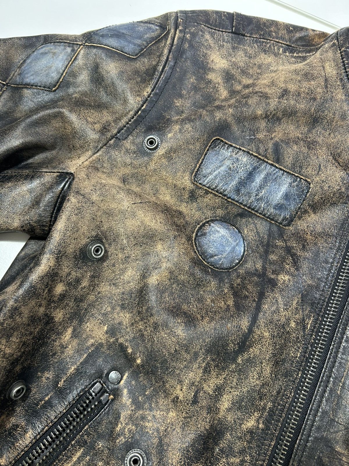 Diesel DIESEL L-COBAIN LEATHER WORN FINISH JACKET BLACK/BROWN Size US L / EU 52-54 / 3 - 4 Thumbnail