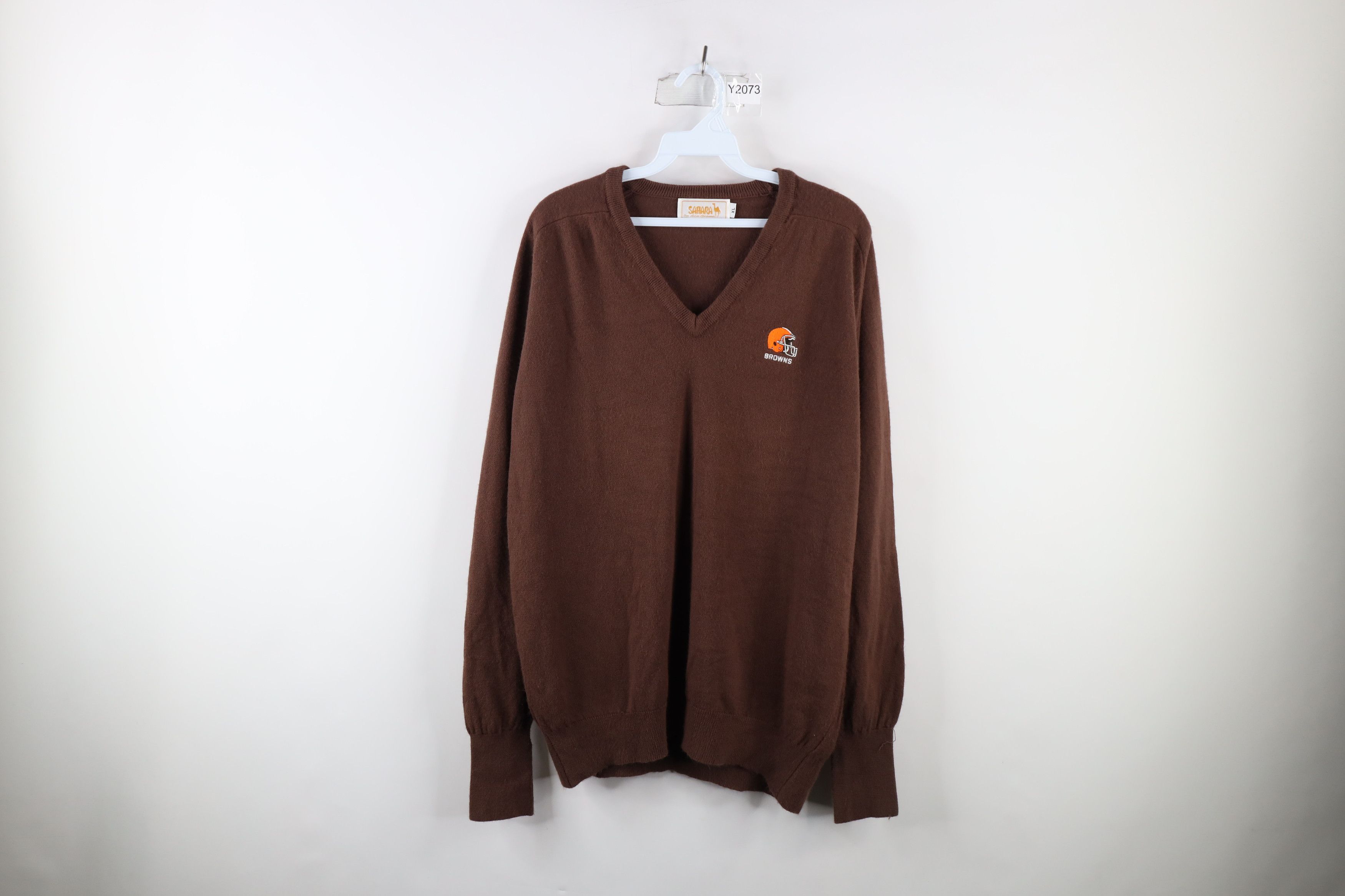 image of Vintage 80's Browns Football Knit V-Neck Sweater Usa, Men's (Size XL)