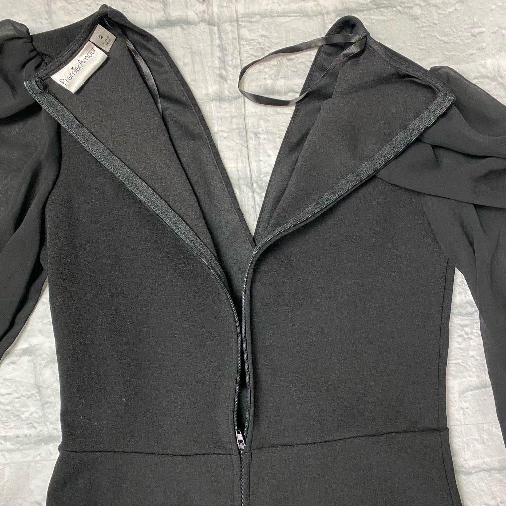 Other Premier Amour women 2 one piece jumpsuit w/sheer elastic cuf Size 26" / US 2 / IT 38 - 7 Thumbnail