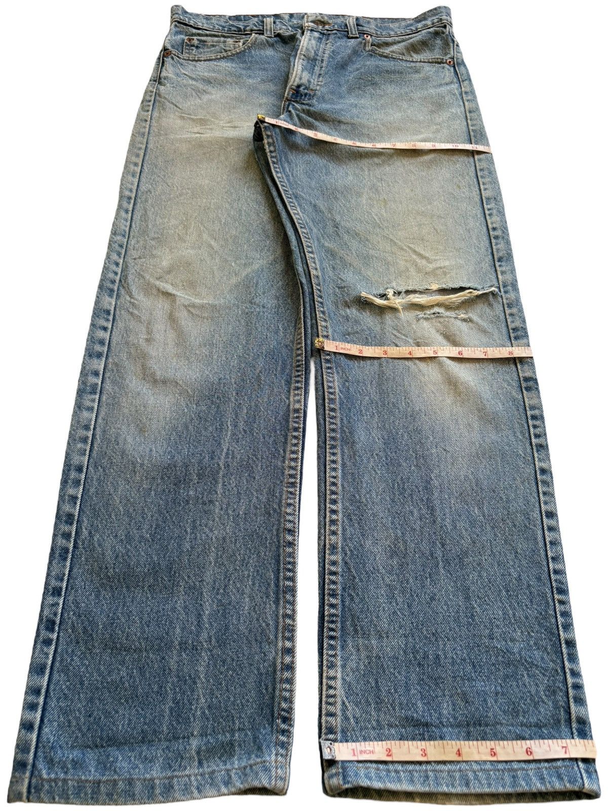Levi's Vintage 90s Levis 505 Mud Wash Distress Ripped Loose Jeans Size US 33 - 14 Thumbnail