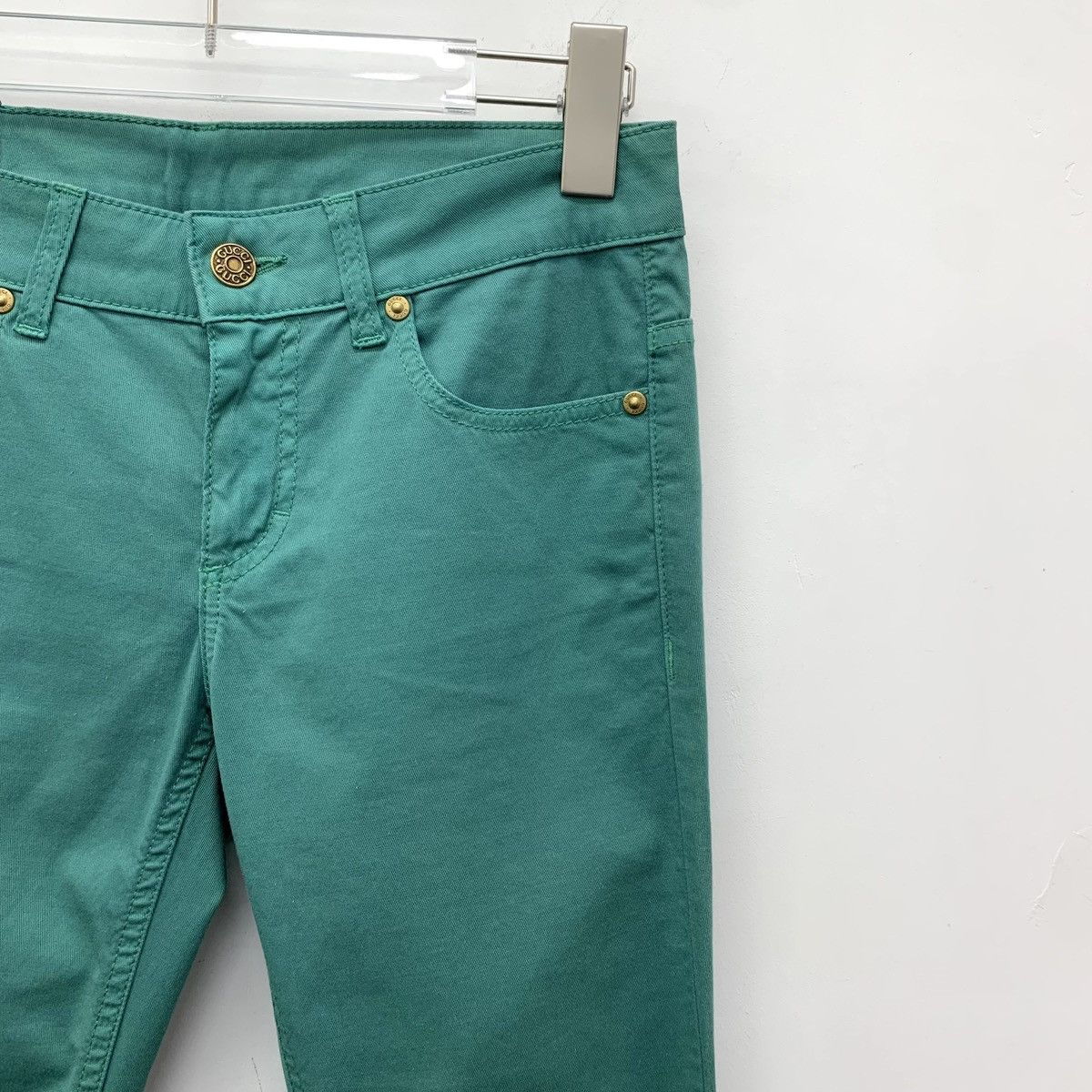 Gucci Gucci Lake Green Cotton Casual Pants K26WX Size 25" / US 0 / IT 36 - 3 Thumbnail
