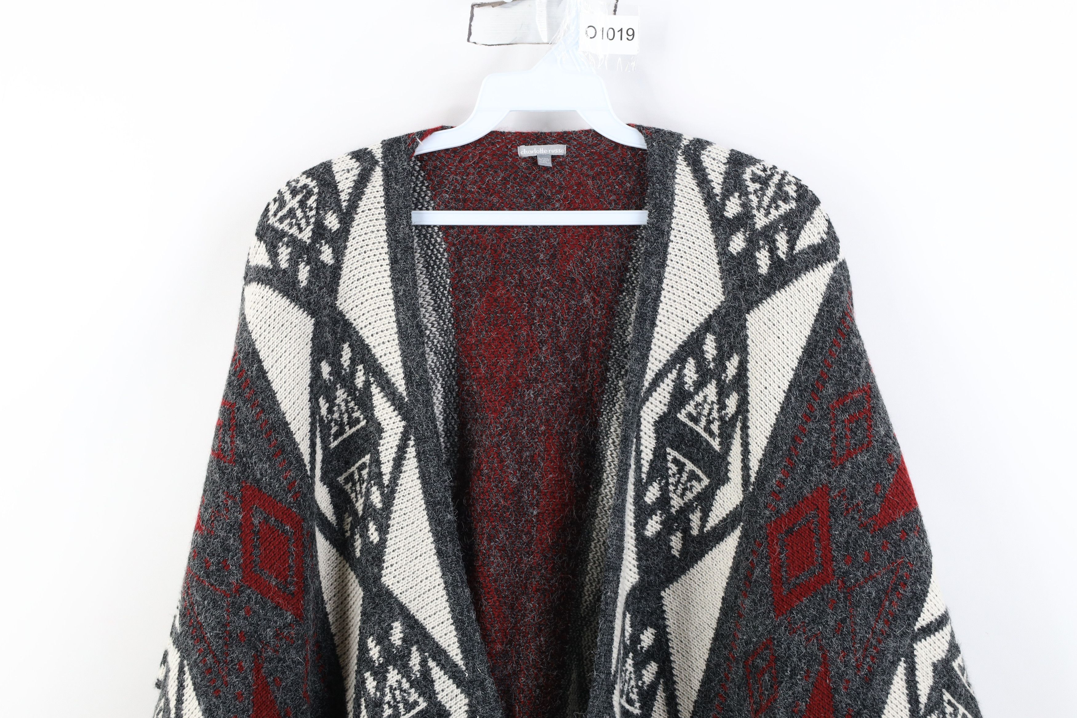 Vintage Vintage Y2K Babydoll Fringed Knit Blanket Cardigan Sweater Size L / US 10 / IT 46 - 2 Thumbnail