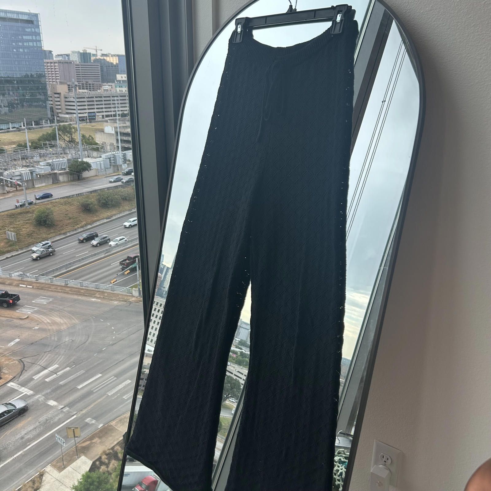 Unknown London Cozy Black Knit Wide-Leg Pants by Charlie Holiday Size 28" / US 6 / IT 42 - 3 Thumbnail