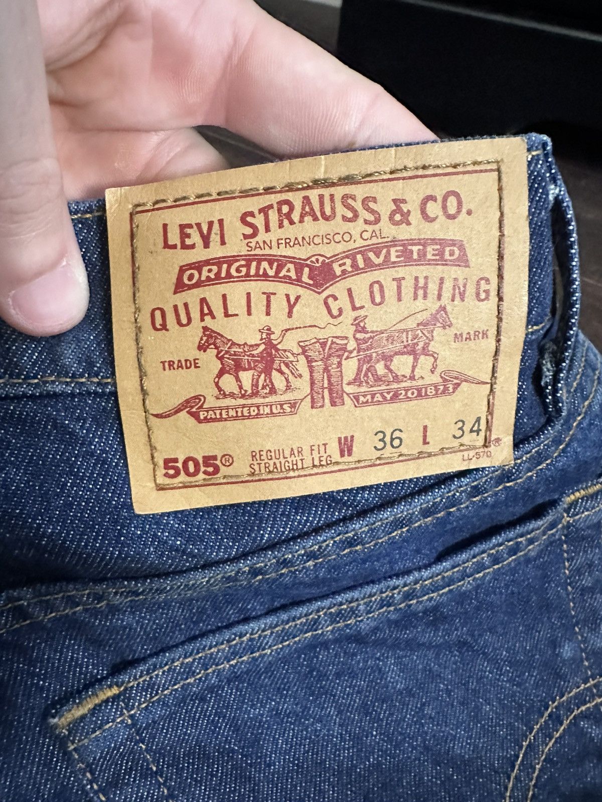 Levi's Vintage MiUSA 505 straight leg indigo raw denim jeans Size US 34 / EU 50 - 7 Thumbnail