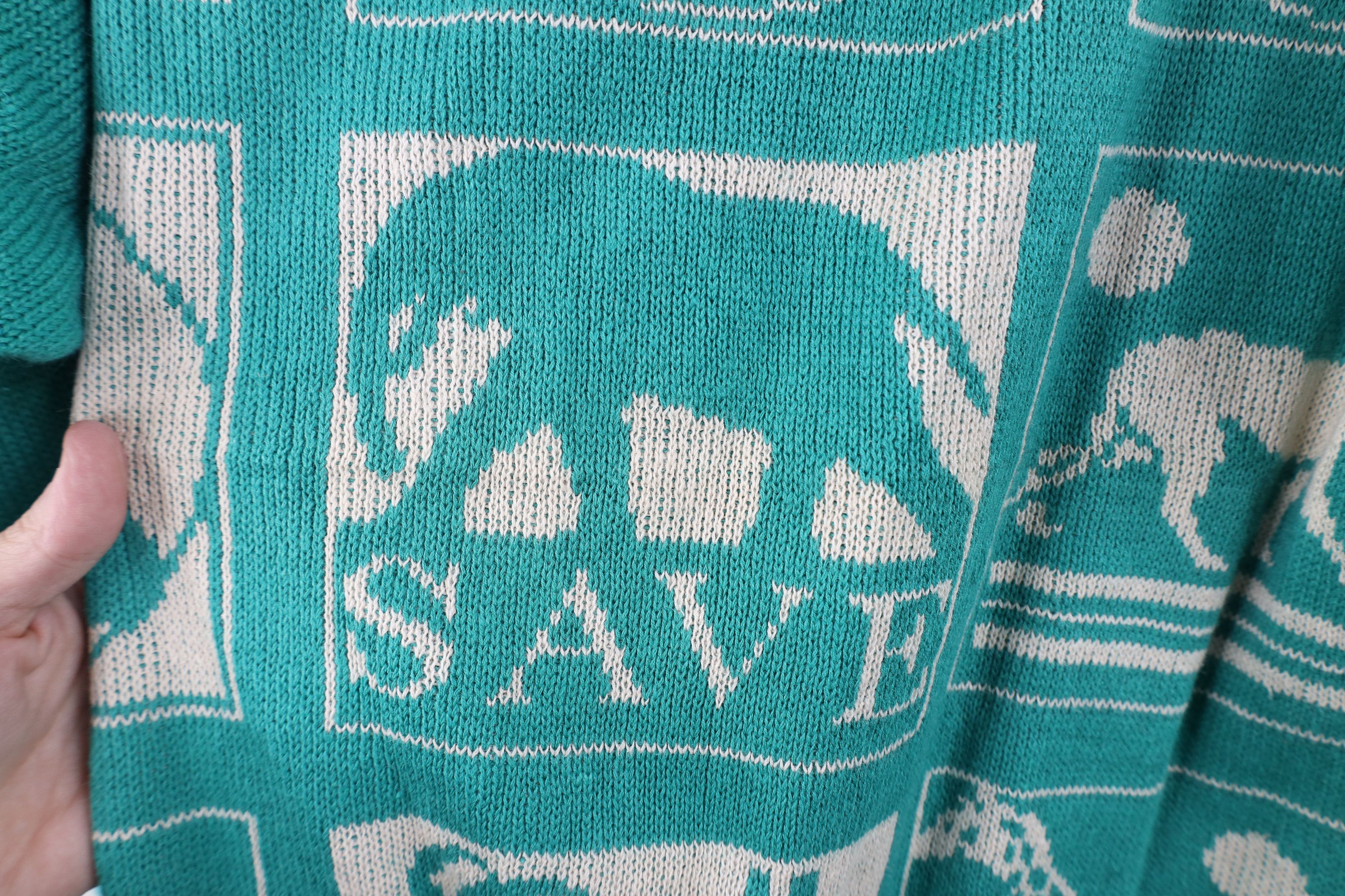 Vintage Vintage 90s Streetwear the Wildlife Safari Knit Sweater Teal Size S / US 4 / IT 40 - 7 Thumbnail