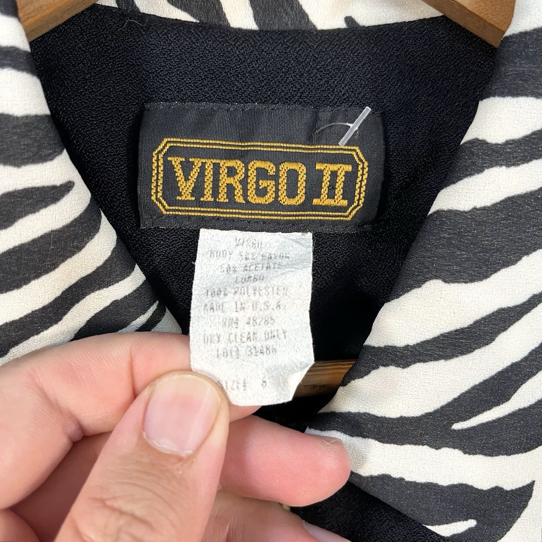 Vintage VTG Virgo II Womens Dress Sz 6 Zebra Print Collar Rockabilly Punk 90s Made USA Size M / US 6-8 / IT 42-44 - 3 Thumbnail