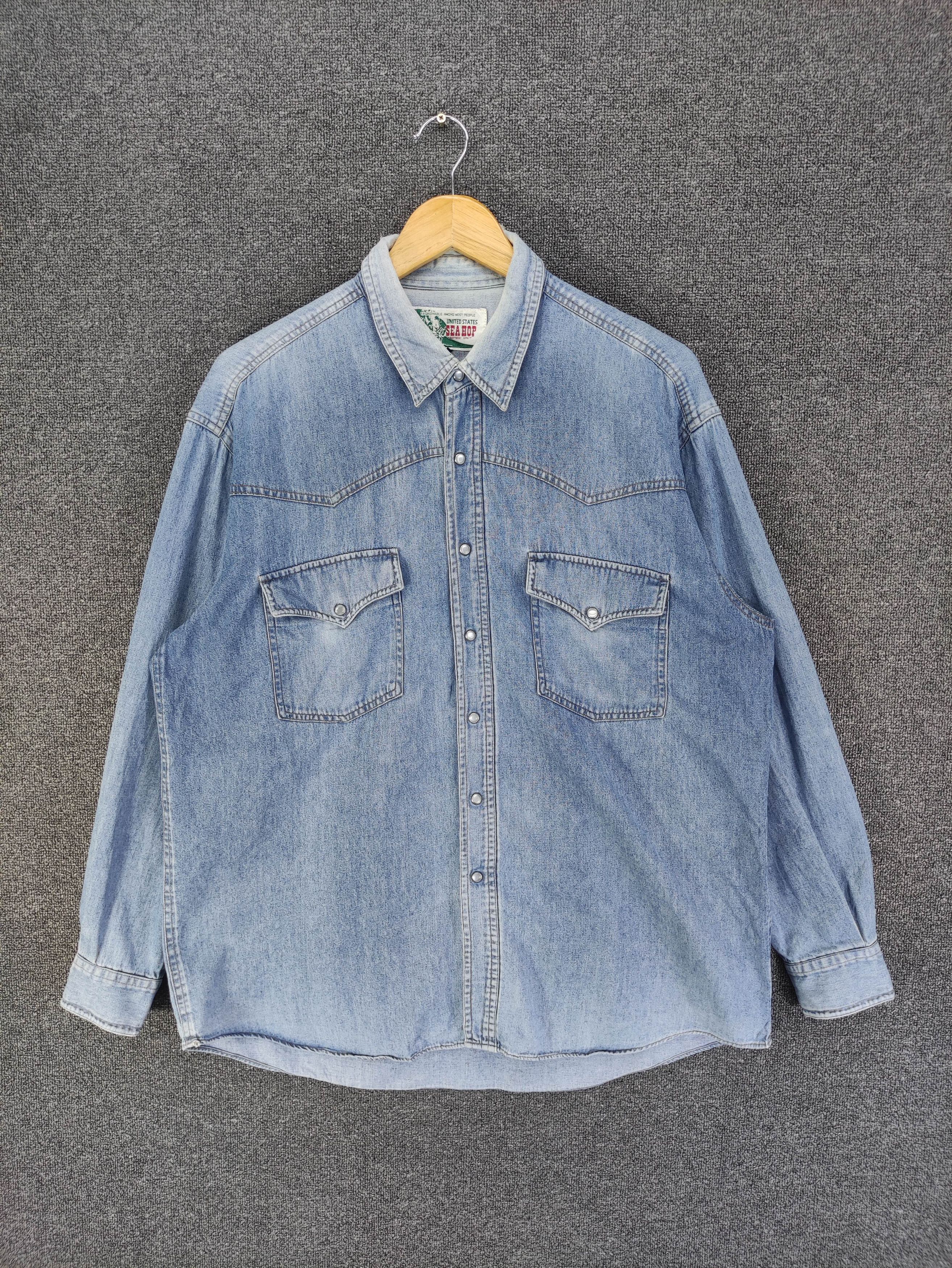 Japanese Brand Vintage Sea Hop Soft Denim Snap Button Long Sleeve Size US L / EU 52-54 / 3 - 1 Thumbnail