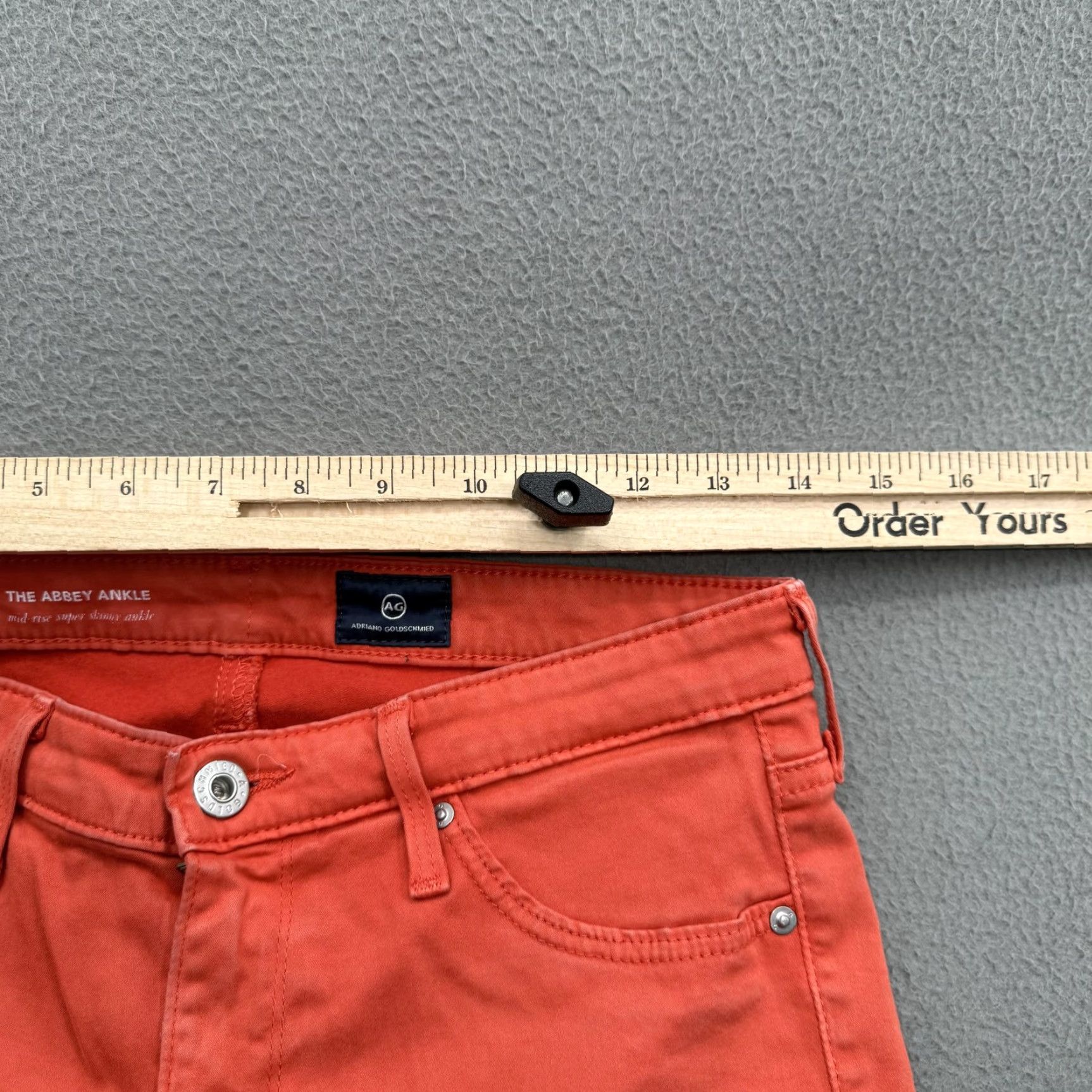 Vintage AG Adriano Goldschmied Jeans Abbey Ankle Mid Rise Super Skinny Orange 27 Womens Jeans Slim Pocket Stretch City 28.5 Inseam Size 27" / US 4 / IT 40 - 7 Thumbnail