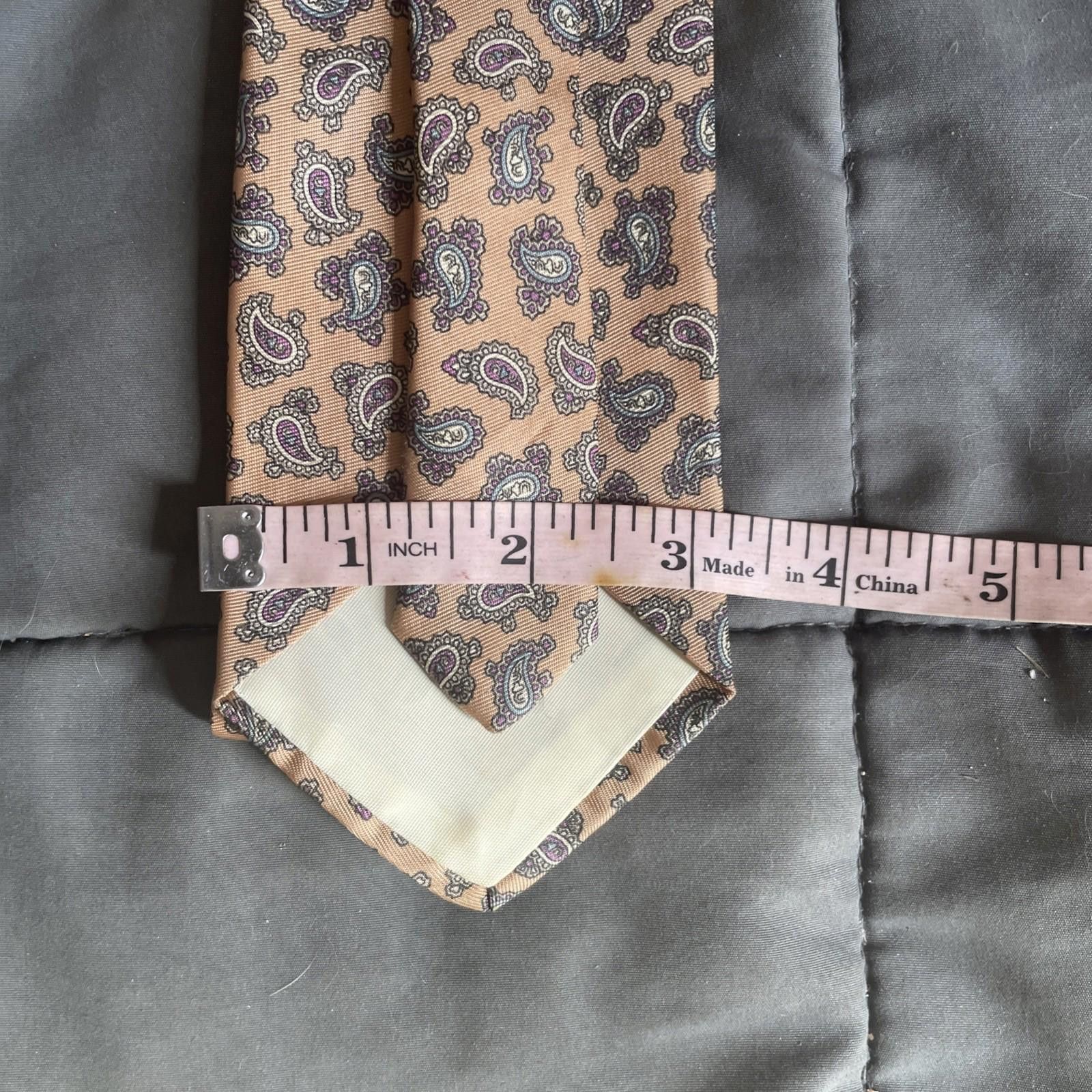 Our Legacy Vintage Legacy Luxury Narrow Tie Tan Blue Purple Paisley Size ONE SIZE - 3 Thumbnail