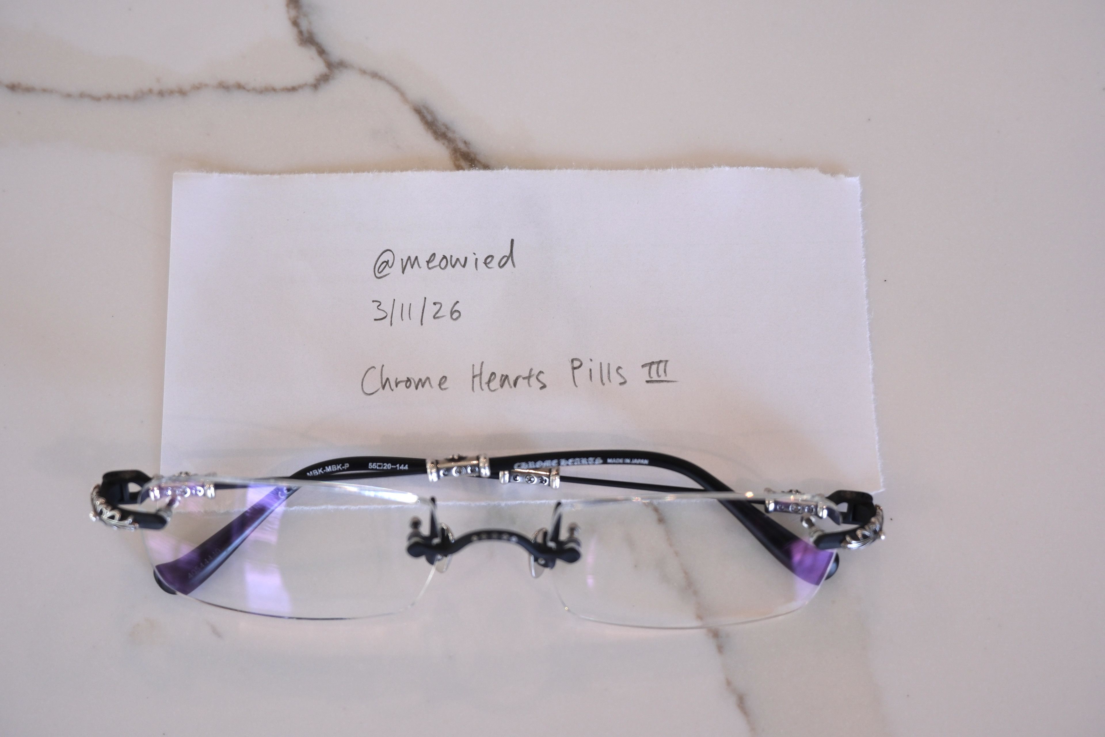 Chrome Hearts CHROME HEARTS PILLS III MATTE BLACK & SILVER GLASSES Size ONE SIZE - 2 Thumbnail
