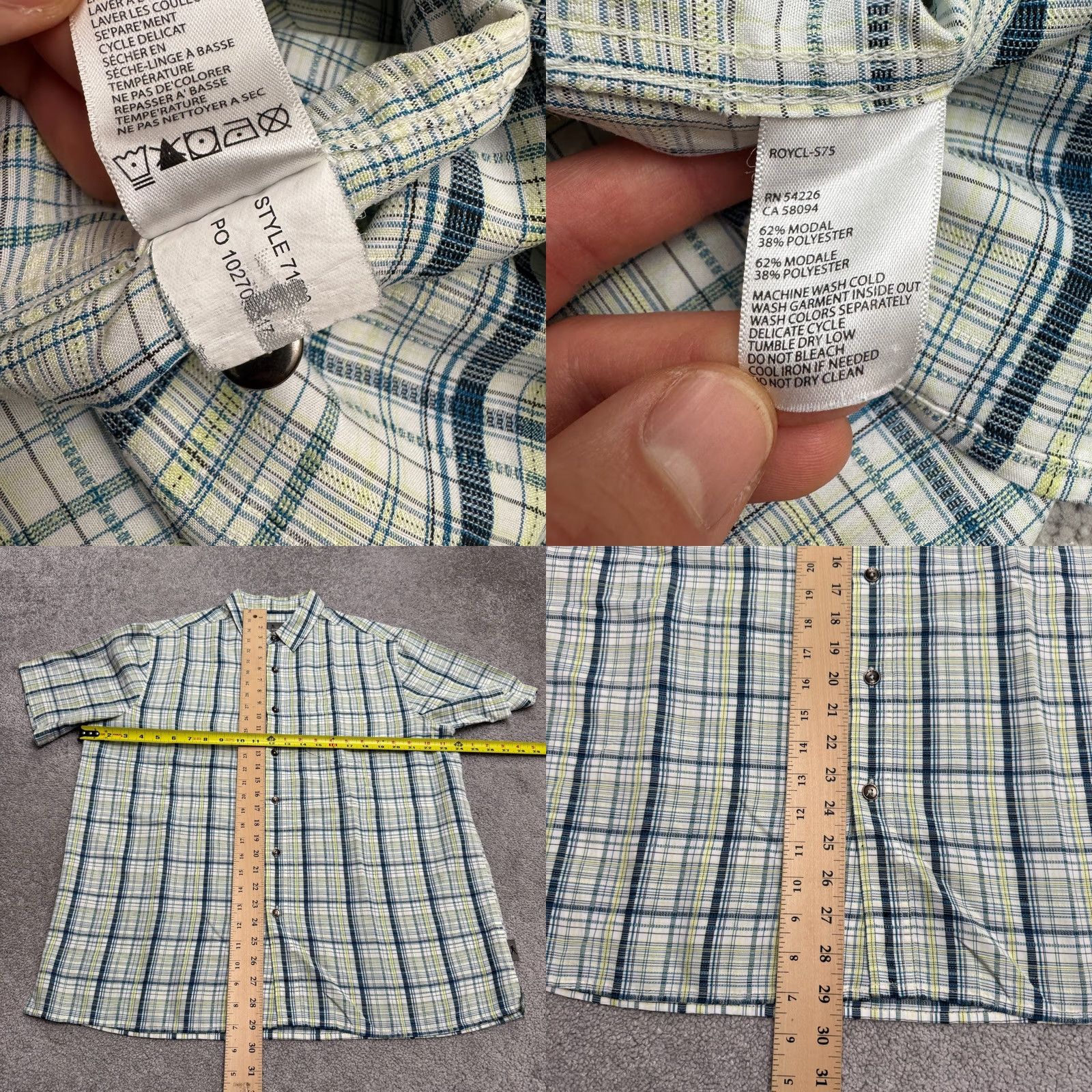 Royal Robbins Royal Robbins Button-Down Shirt Mens Large Green Blue Plaid Short Sleeve Casual Size US L / EU 52-54 / 3 - 8 Thumbnail