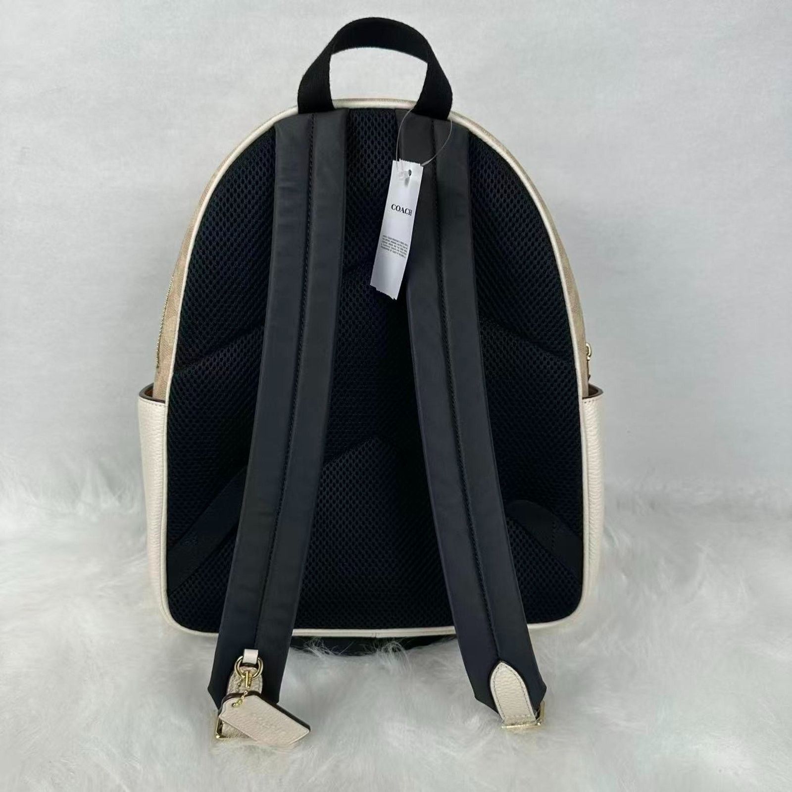 Coach CZ176 Court Backpack In Signature Canvas Pebble Leather In Sand Chalk NWT NWT Coach Court Backpack Signature Canvas CZ176 Sand/Iris main image 3