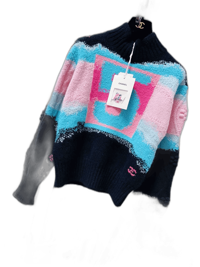 Chanel Chanel Coco Neige Knit Sweater Black Blue Pink Size M / US 6-8 / IT 42-44 - 1 Thumbnail