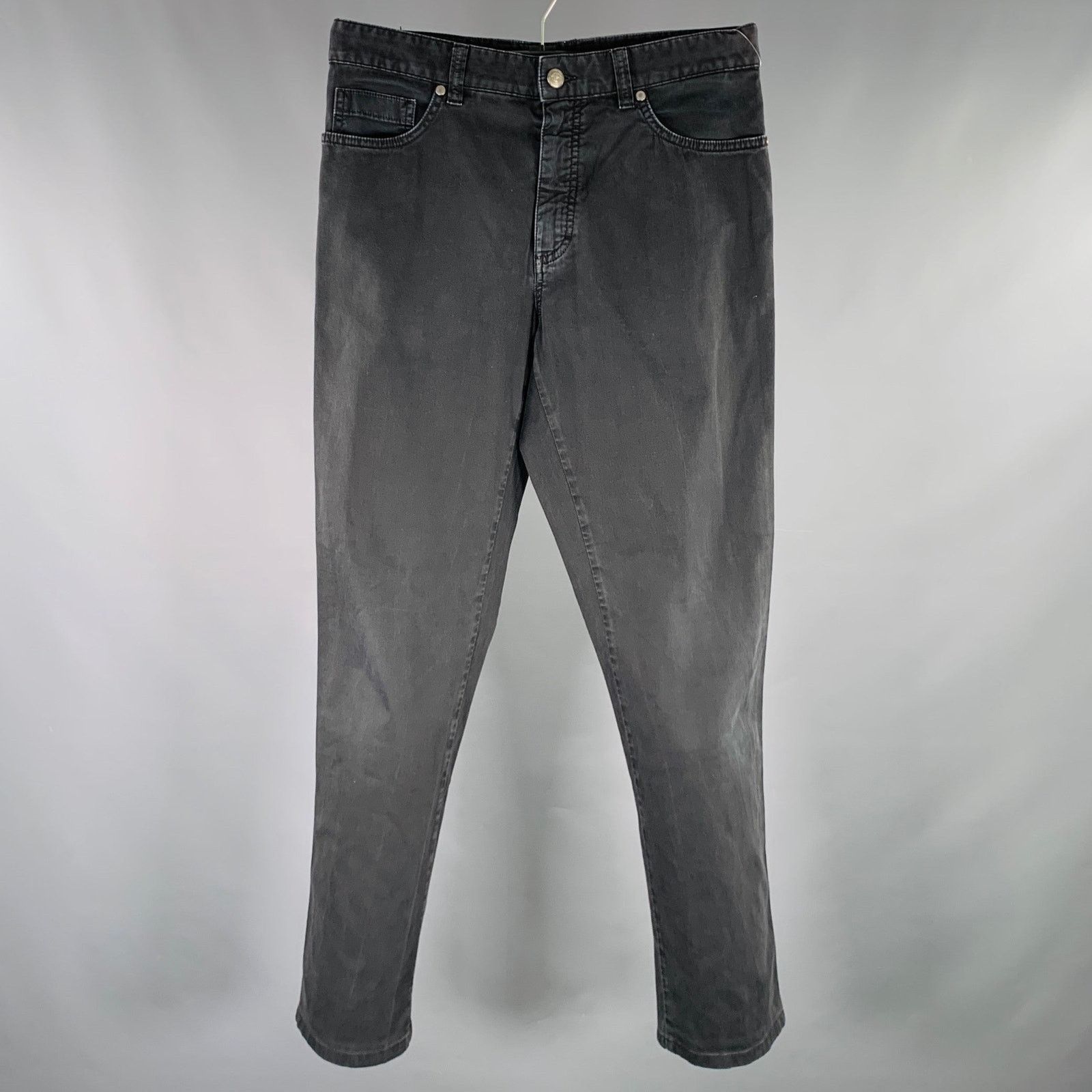 Ermenegildo Zegna ERMENEGILDO ZEGNA Size 33 Black Cotton Blend Straight Jeans Size US 33 - 1 Thumbnail