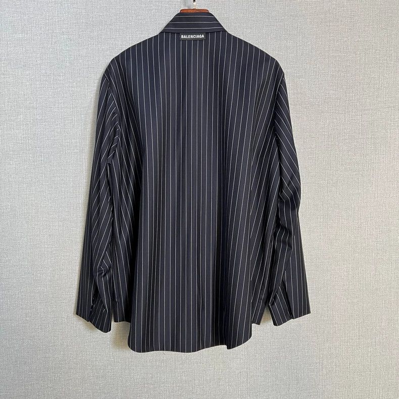 Balenciaga Balenciaga size 36 Navy striped wool shirt jacket Size S / US 4 / IT 40 - 2 Thumbnail