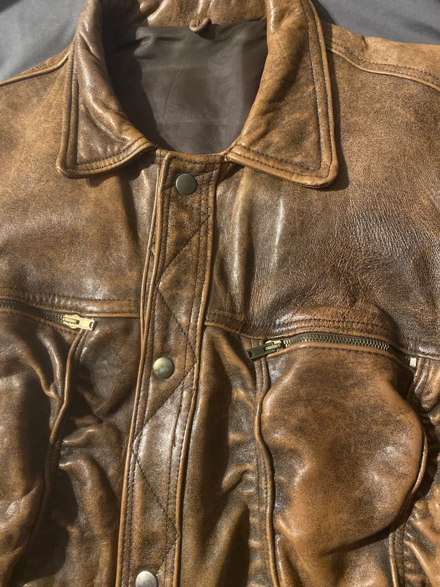 Vintage vintage brown leather vest Size US L / EU 52-54 / 3 - 3 Thumbnail
