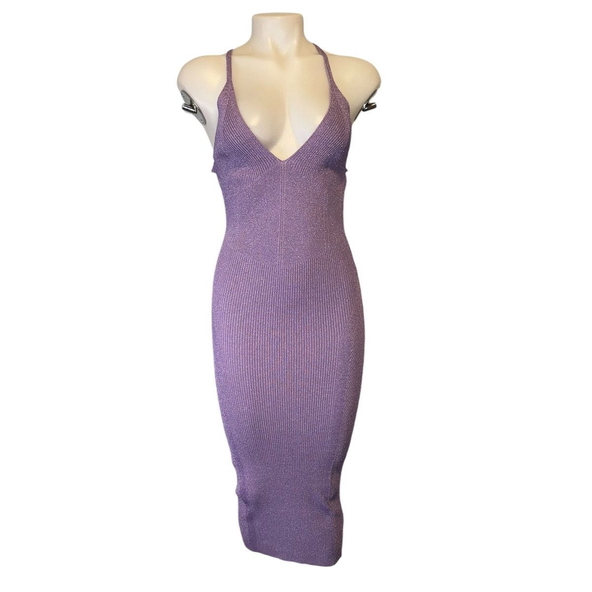 Retrofete New Retrofete Amster Rib Knit Metallic Lilac Dress Sz Large Size L / US 10 / IT 46 - 5 Thumbnail