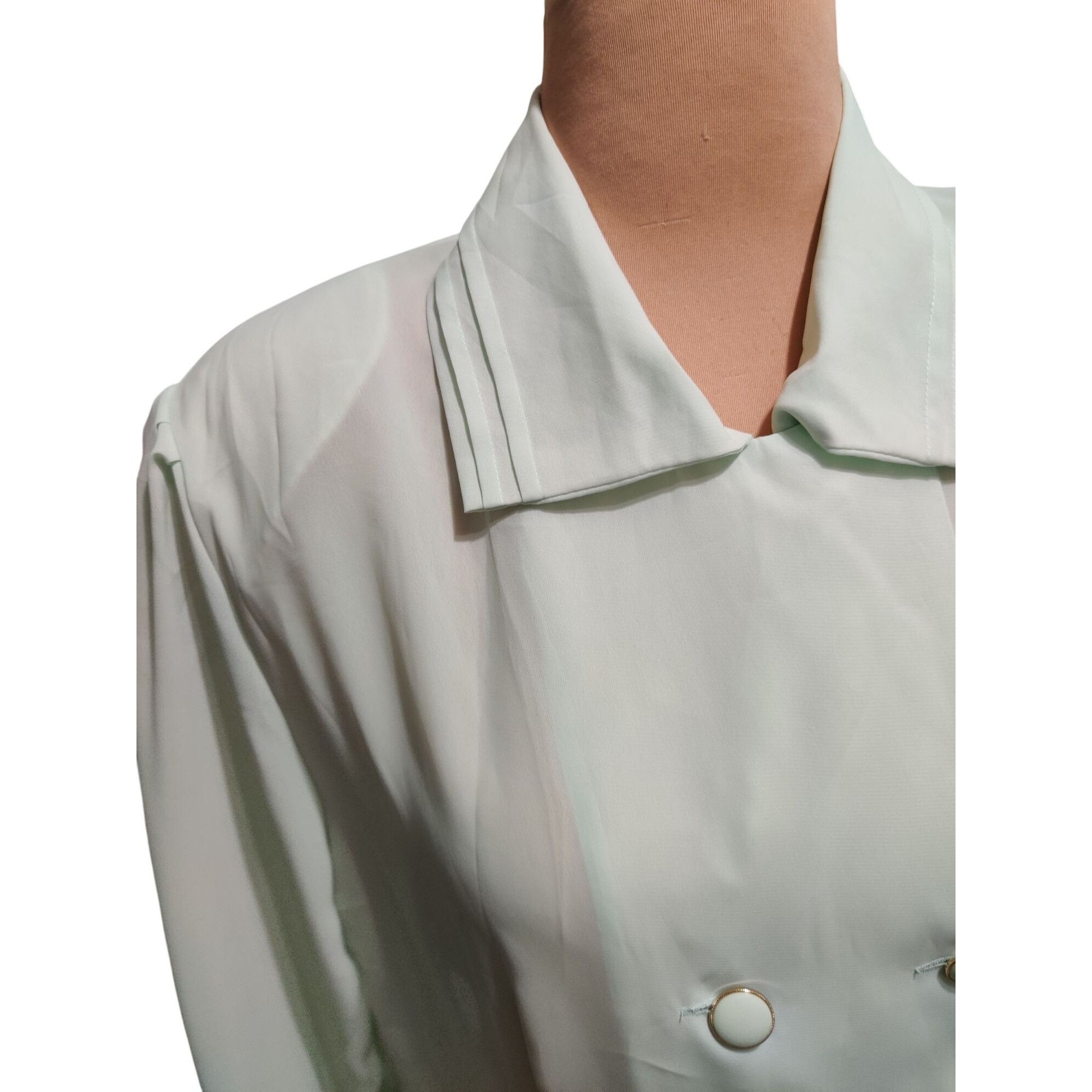 Vintage Vintage Plus Size 18 Mint Green Blouse Double Breasted Butto Size XXL / US 16-18 / IT 52-54 - 13 Thumbnail