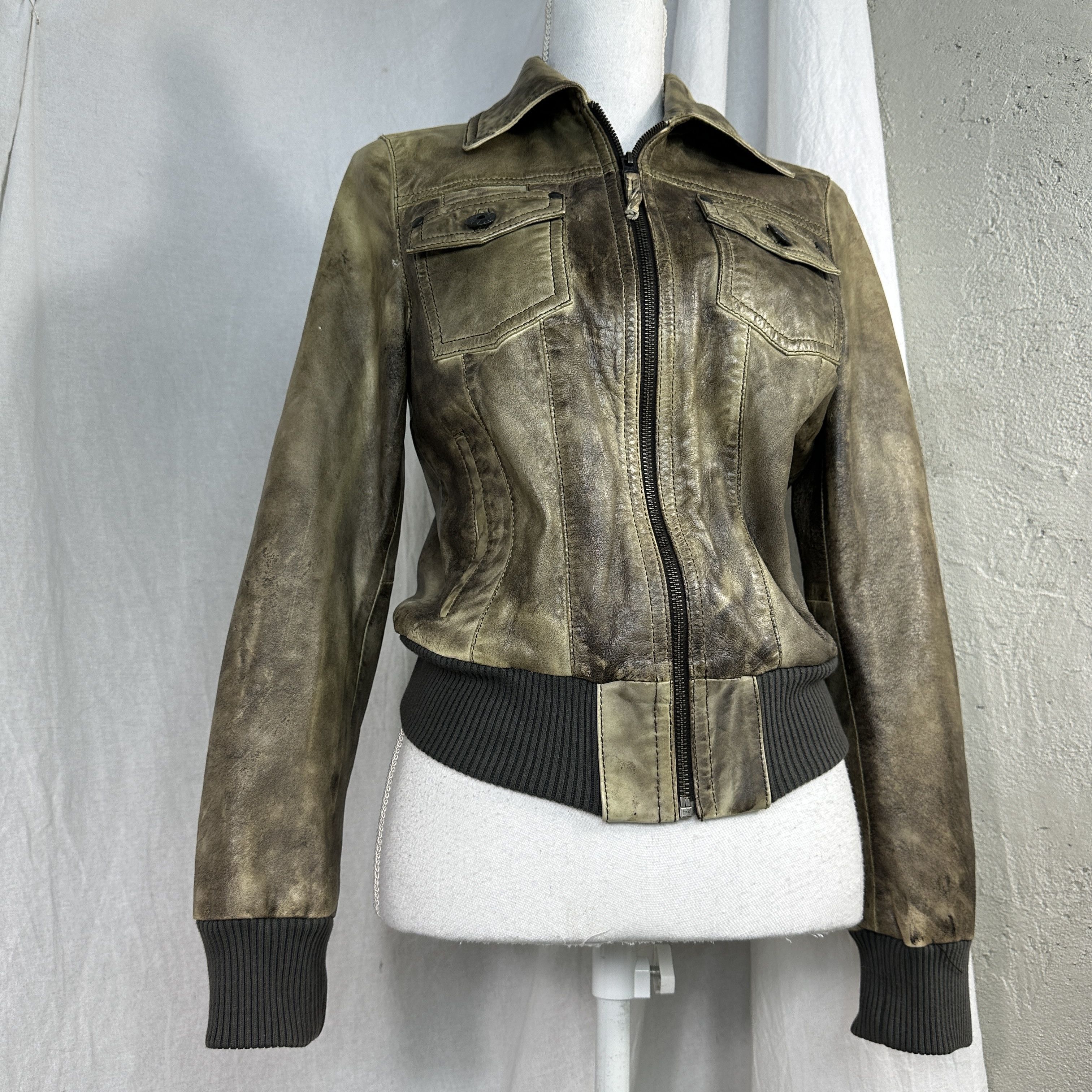 Vintage Vintage Leather Distressed Faded Cropped Jacket Size US S / EU 44-46 / 1 - 8 Thumbnail
