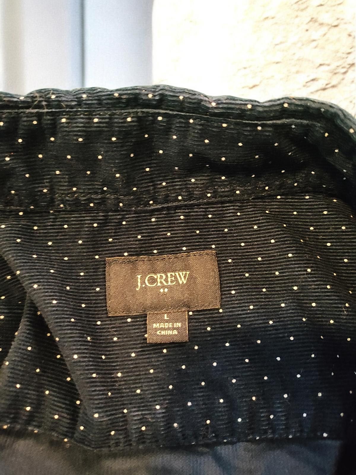 J.Crew J.Crew Navy Blue Corduroy Shirt with White Dots - Size Large Size US L / EU 52-54 / 3 - 6 Thumbnail