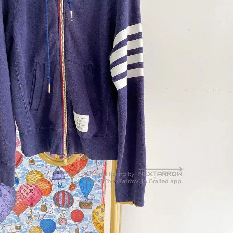 Thom Browne Thom Browne Blue Cotton Long Sleeve Hoodie . Size XS / US 0-2 / IT 36-38 - 4 Thumbnail