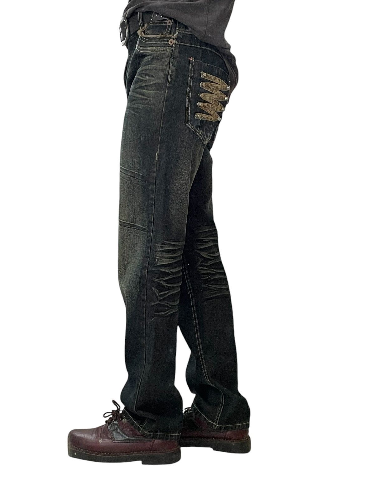 GOSTAR DE FUGA Fashion Wear Pocket Stud Whisker Muddy Pants Size US 31 - 4 Thumbnail
