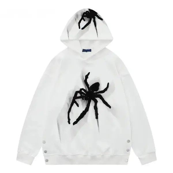 image of Vintage Embroidery Spider Hoodie in White, Men's (Size Medium)