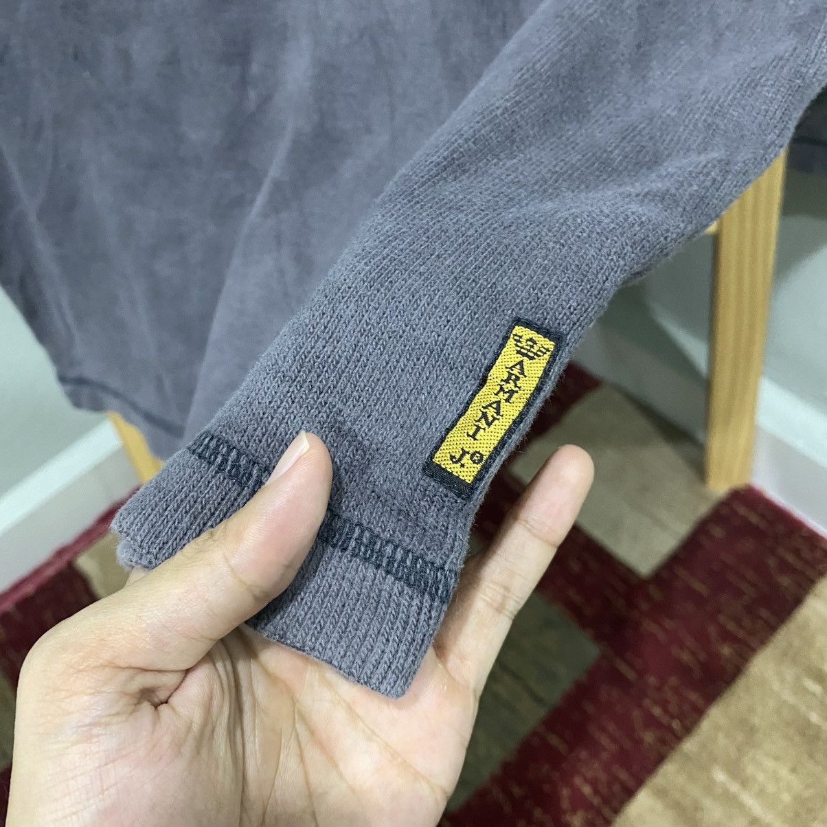 Armani Vintage Armani Jeans Omega Logo Mock Neck Sweatshirt Grey Size US M / EU 48-50 / 2 - 8 Thumbnail