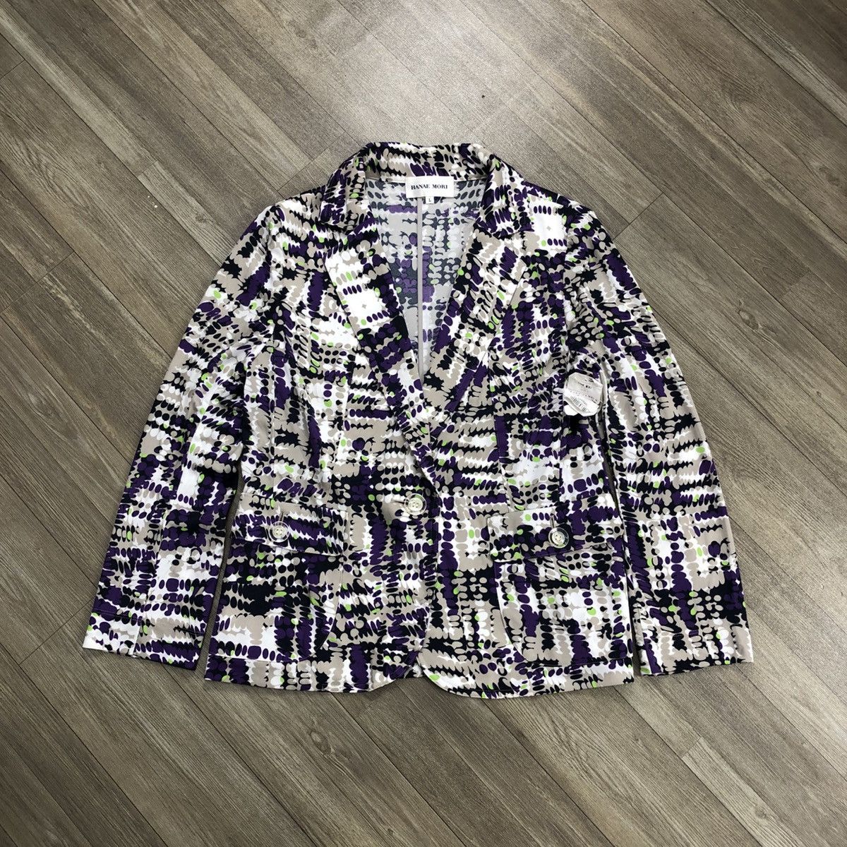 Vintage Hanae Mori Abstract Multicolor Blazer Tweed