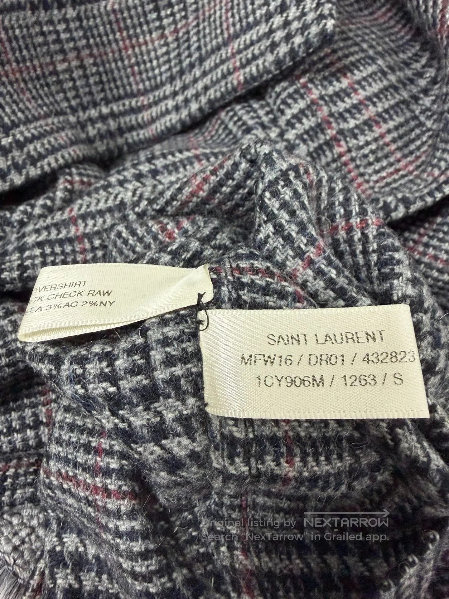 Saint Laurent Paris Saint Laurent 16FW Check Wool Overshirt. Size US S / EU 44-46 / 1 - 6 Thumbnail