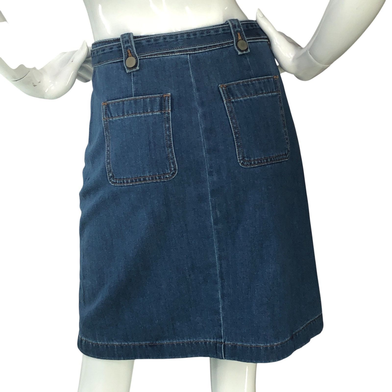 Loft Loft Petite Sz 2P Skirt Denim Jean Patch Pocket Button Front Size 28" / US 6 / IT 42 - 7 Thumbnail